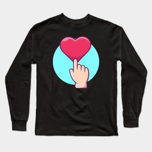 Hand touching love cartoon Long Sleeve T-Shirt